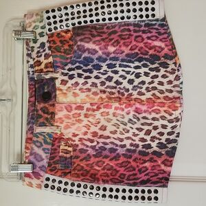 Y2k Style Rainbow Leopard Mini Skirt